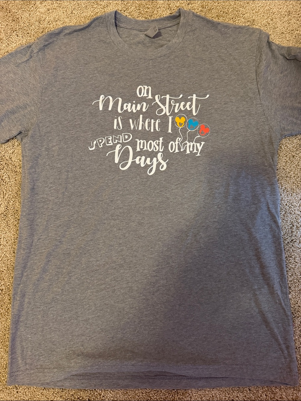 Next Level Apparel Gray 'On Main Street' Graphic Tee with Colorful Balloons